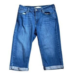 LEVI'S Women's 12 Petite Medium Wash Stretch Denim Cuffed Capri Blue Jeans